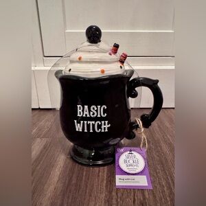 New Basic Witch Faux Whip Topper Coffee Mug Skull Halloween Farmhouse